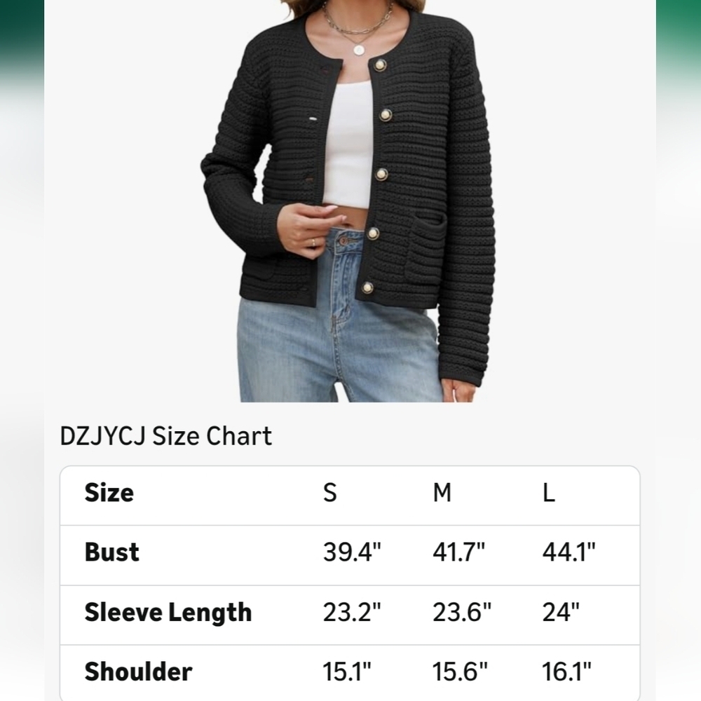 DZJYCJ Womens Black Open Front Cardigan Sweaters With Pocket NWT Size S - Picture 3 of 9